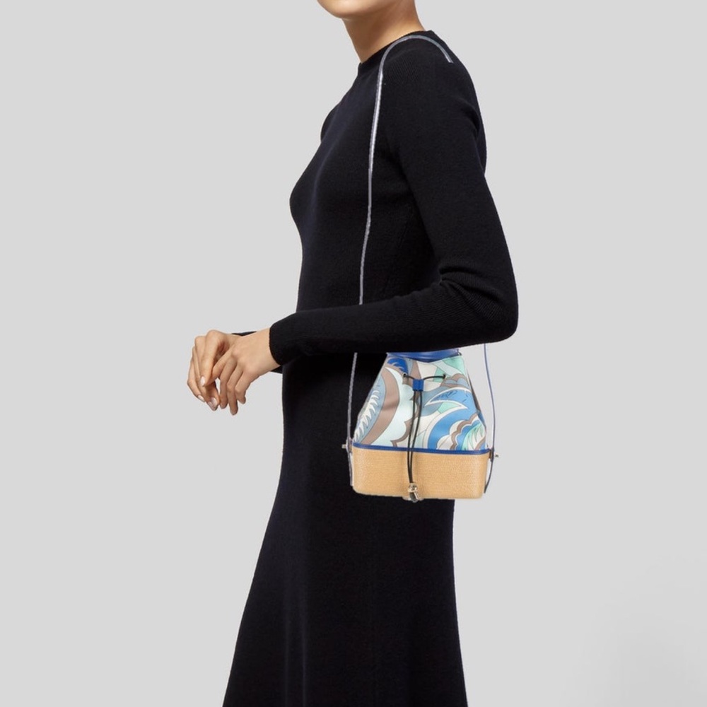 Emilio Pucci Blue Acapulco Print Bonita Bucket Bag - Picture 5 of 13